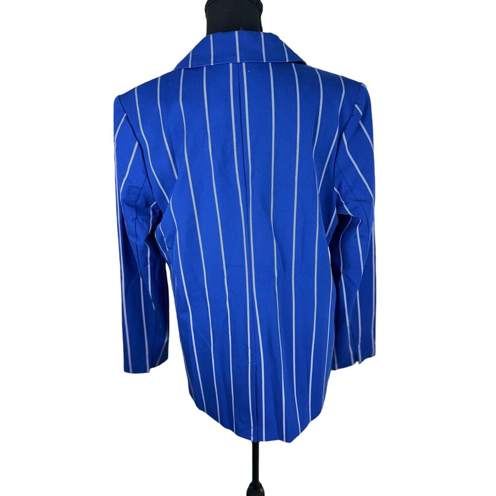 QVC Isaac Mizrahi 24/7 Stretch Print Blazer Blue Stripe NWOT Size 12 - Picture 3 of 8